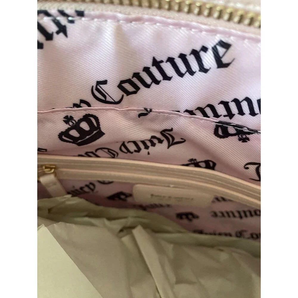 Juicy Couture Crown Juicy Festival Tote Bag Pink Cream Chocolate W/Plush Charm‎